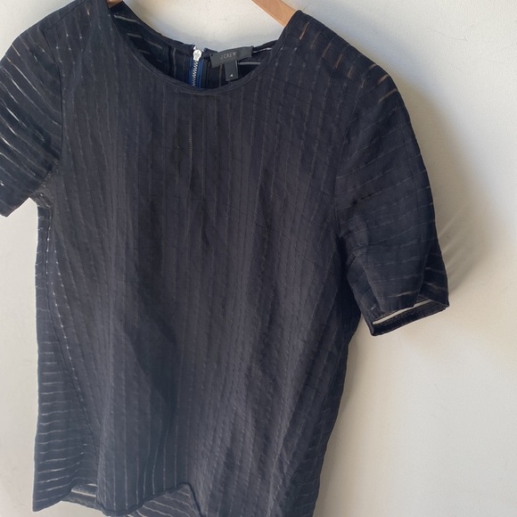 J. Crew Black sheer short sleeve Top - Picture 3 of 8